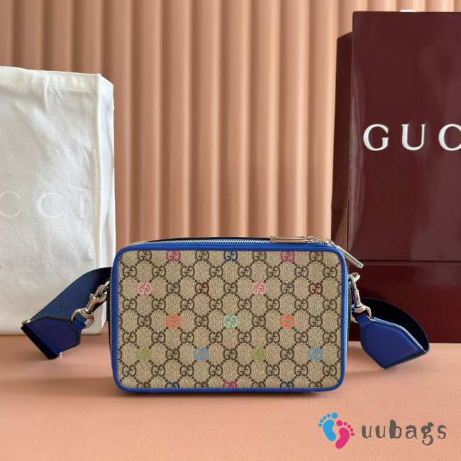 Uubags Gucci multicolor small bag blue leather trim 22.5x14x7.5cm - 1