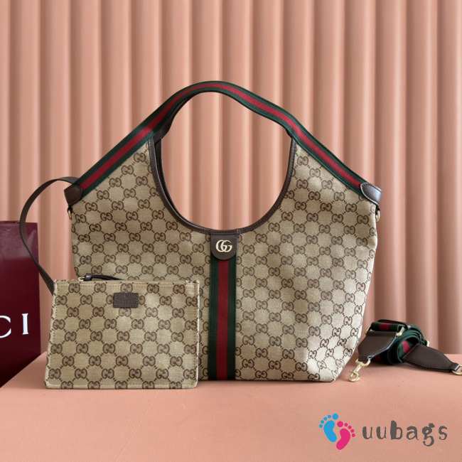 Uubags Gucci Giglio medium tote bag beige and dark brown GG canvas 50x47x14cm - 1