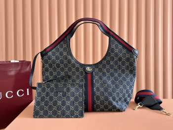 Uubags Gucci Giglio medium tote bag black GG canvas 50x47x14cm