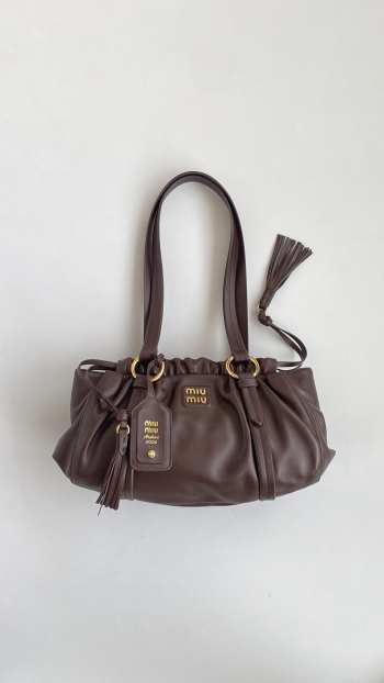 Uubags Miu Miu Joie Nappa Leather Bag in Brown 32x16x10.5cm