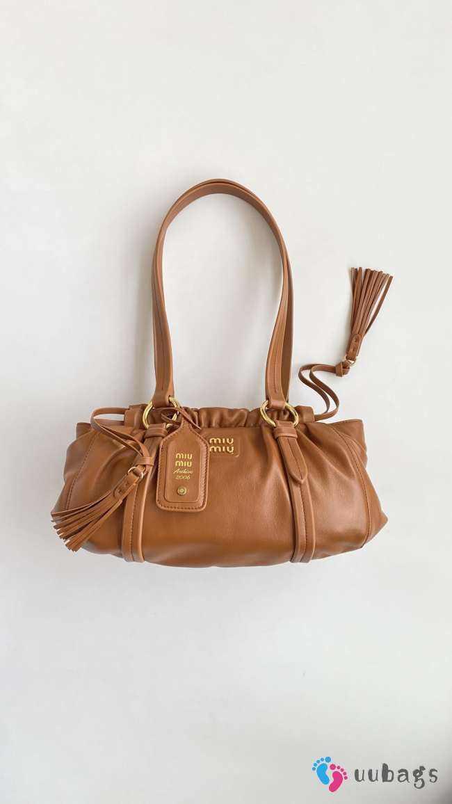 Uubags Miu Miu Joie Nappa Leather Bag in Caramel 32x16x10.5cm - 1