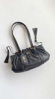 Uubags Miu Miu Joie Nappa Leather Bag in Black 32x16x10.5cm - 1