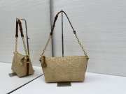 Uubags Diorstar chain dumpling bag beige raffia-effect fabric with cannage pattern 22x14.5x10cm - 1
