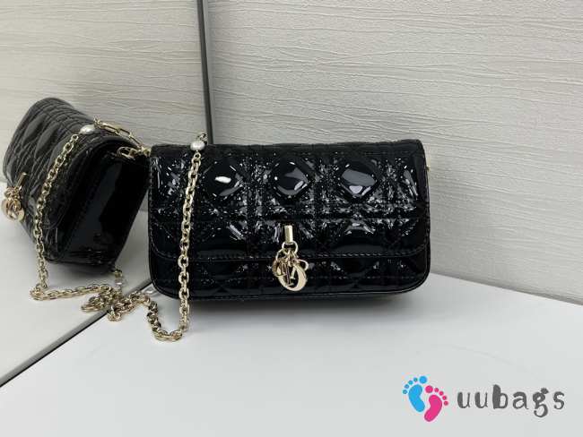 Uubags My Dior phone pouch Dior Talk black cannage-patterned glossy calf leather 18.5x10x4cm - 1