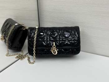 Uubags My Dior phone pouch Dior Talk black cannage-patterned glossy calf leather 18.5x10x4cm