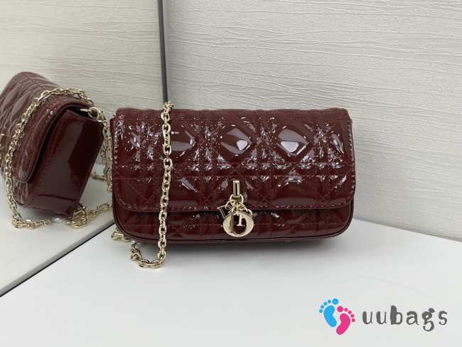 Uubags My Dior phone pouch Dior Talk burgundy cannage-patterned glossy calf leather 18.5x10x4cm - 1