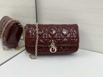 Uubags My Dior phone pouch Dior Talk burgundy cannage-patterned glossy calf leather 18.5x10x4cm