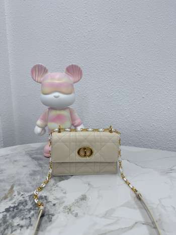 Uubags Dior Miss Caro Mini Bag Powder Beige Macrocannage Lambskin 18x12x5.5cm