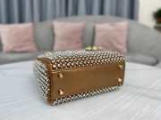 Uubags Dior Mini Lady Bag Square-Pattern Embroidery Set with Strass and White Round Beads 17x15x7cm - 5