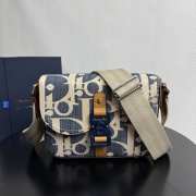 Uubags Dior Saddle Messenger Bag Oblique Denim with Brown Grained Calfskin Blue and Beige Raffia-Effect 24x16.5x5.5cm - 6
