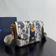 Uubags Dior Saddle Messenger Bag Oblique Denim with Brown Grained Calfskin Blue and Beige Raffia-Effect 24x16.5x5.5cm - 5