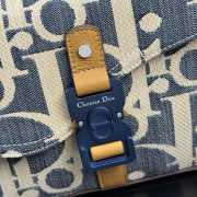 Uubags Dior Saddle Messenger Bag Oblique Denim with Brown Grained Calfskin Blue and Beige Raffia-Effect 24x16.5x5.5cm - 4