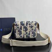 Uubags Dior Saddle Messenger Bag Oblique Denim with Brown Grained Calfskin Blue and Beige Raffia-Effect 24x16.5x5.5cm - 3