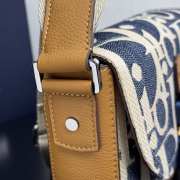 Uubags Dior Saddle Messenger Bag Oblique Denim with Brown Grained Calfskin Blue and Beige Raffia-Effect 24x16.5x5.5cm - 2