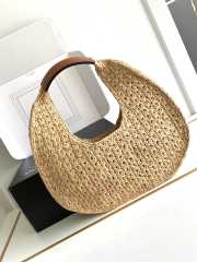 Uubags Celine classic panier hobo bag in natural /tan raffia and calfskin 33x16x4cm - 6