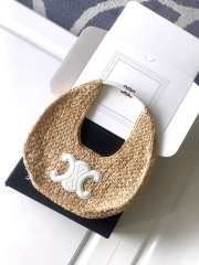 Uubags Celine classic panier hobo bag in natural /white raffia and calfskin 33x16x4cm - 1