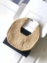 Uubags Celine classic panier hobo bag in natural /white raffia and calfskin 33x16x4cm - 6