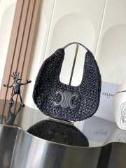 Uubags Celine classic panier hobo bag in black raffia and calfskin 33x16x4cm - 1