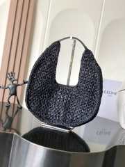 Uubags Celine classic panier hobo bag in black raffia and calfskin 33x16x4cm - 2