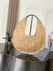 Uubags Celine classic panier hobo bag in natural /black raffia and calfskin 33x16x4cm - 5