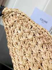 Uubags Celine classic panier hobo bag in natural /black raffia and calfskin 33x16x4cm - 3