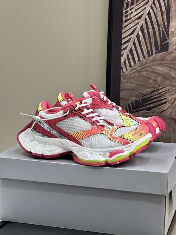 Uubags Balenciaga Stapler Sneaker in pink, neon yellow, and white polyurethane and polyester