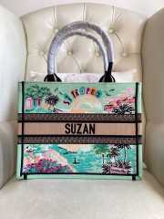 Uubags Dior Souvenir Medium Book Tote Natural Raffia and Multicolor Embroidered Cotton 36x27.5x16.5cm - 4