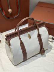 Uubags Loro Piana Loom bag L32 Cotton, Linen In Natural/Caramel Sugar/Sun Gold 33x23x18cm - 4