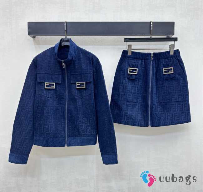 Uubags Fendi high-top stand-up collar jacquard jacket and skirt set - 1