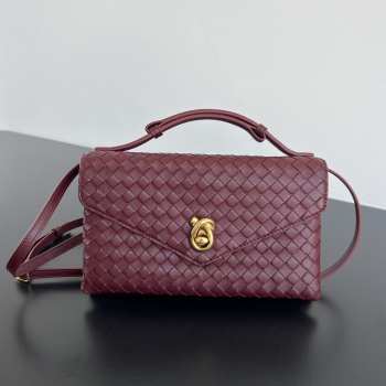 Uubags Bottega Veneta Knot Lock Bag In Burgundy 25x16x5.5cm