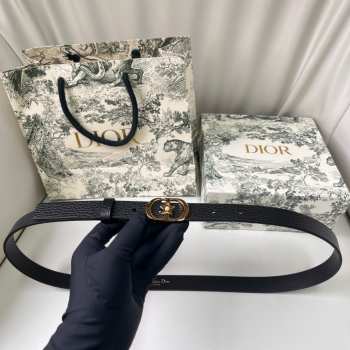 Uubags Dior Lucky 30 Montaigne Star Belt Black Smooth Calfskin With Gold Buckle 2cm