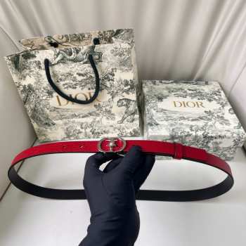 Uubags Dior Lucky 30 Montaigne Star Belt Red Smooth Calfskin With Silver Buckle 2cm