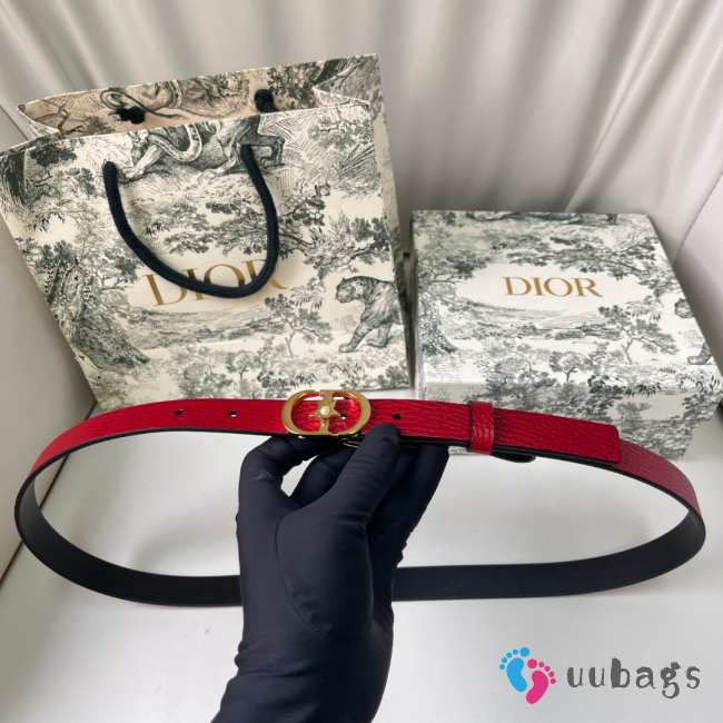 Uubags Dior Lucky 30 Montaigne Star Belt Red Smooth Calfskin With Gold Buckle 2cm - 1