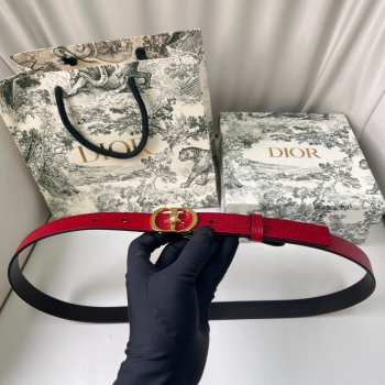 Uubags Dior Lucky 30 Montaigne Star Belt Red Smooth Calfskin With Gold Buckle 2cm