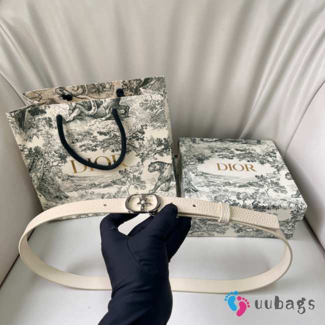 Uubags Dior Lucky 30 Montaigne Star Belt White Smooth Calfskin With Silver Buckle 2cm - 1