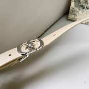 Uubags Dior Lucky 30 Montaigne Star Belt White Smooth Calfskin With Silver Buckle 2cm - 5