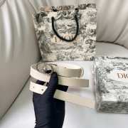 Uubags Dior Lucky 30 Montaigne Star Belt White Smooth Calfskin With Silver Buckle 2cm - 3