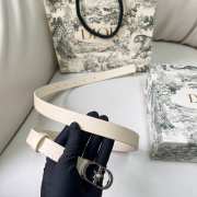 Uubags Dior Lucky 30 Montaigne Star Belt White Smooth Calfskin With Silver Buckle 2cm - 4