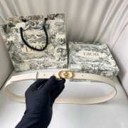 Uubags Dior Lucky 30 Montaigne Star Belt White Smooth Calfskin With Gold Buckle 2cm - 1