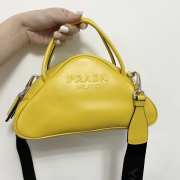 Uubags Prada Triangle Leather Bowler Shoulder Bag In Yellow 25x11x14.5cm - 1