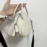 Uubags Prada Triangle Leather Bowler Shoulder Bag In White 25x11x14.5cm - 5