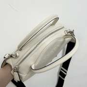 Uubags Prada Triangle Leather Bowler Shoulder Bag In White 25x11x14.5cm - 4