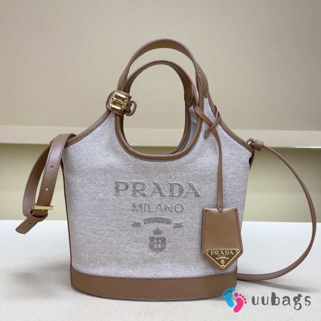 Uubags Prada Small Linen Bland Tote Bag In Brown 21x18x9cm - 1