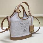 Uubags Prada Small Linen Bland Tote Bag In Brown 21x18x9cm - 3