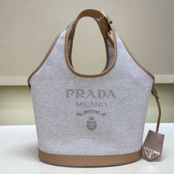 Uubags Prada Medium Linen Bland Tote Bag In Brown 28x22.5x12.5cm