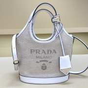 Uubags Prada Small Linen Bland Tote Bag In Grey 21x18x9cm - 1