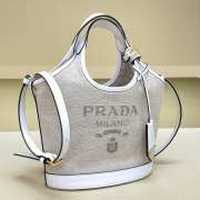 Uubags Prada Small Linen Bland Tote Bag In Grey 21x18x9cm - 5