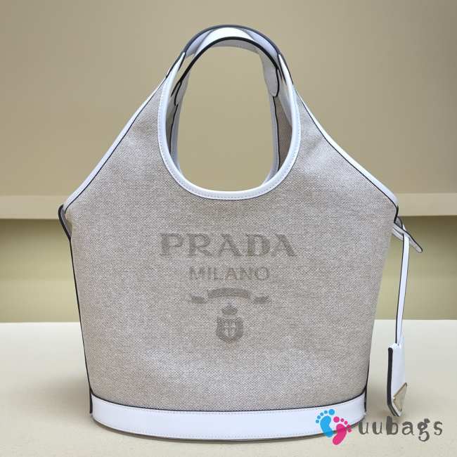 Uubags Prada Medium Linen Bland Tote Bag In Gray 28x22.5x12.5cm - 1