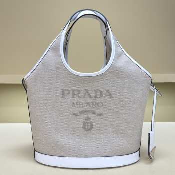 Uubags Prada Medium Linen Bland Tote Bag In Gray 28x22.5x12.5cm