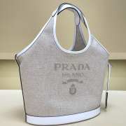 Uubags Prada Medium Linen Bland Tote Bag In Gray 28x22.5x12.5cm - 3